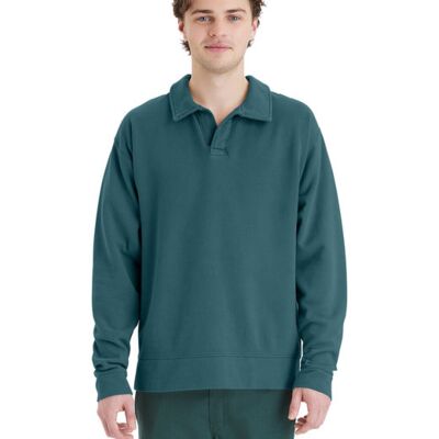 Unisex Garment Dye Polo Collar Sweatshirt Thumbnail